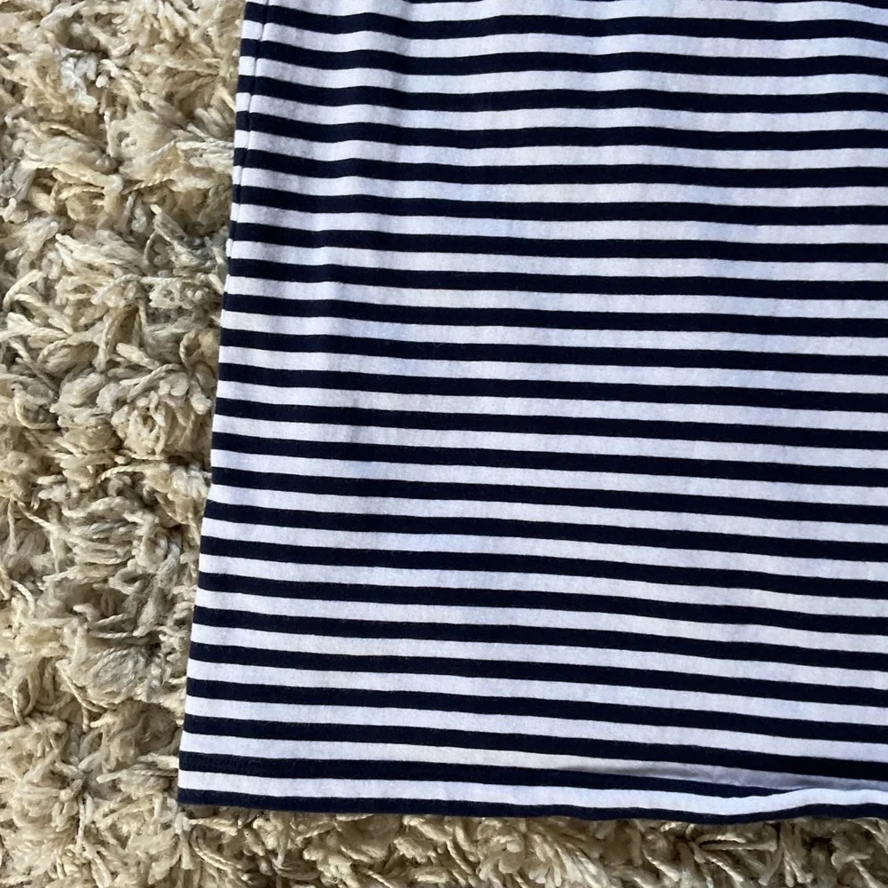 Michael Kors Navy White Striped Ruffle Sleeve Zipper Accent Shift Dress‎ XS